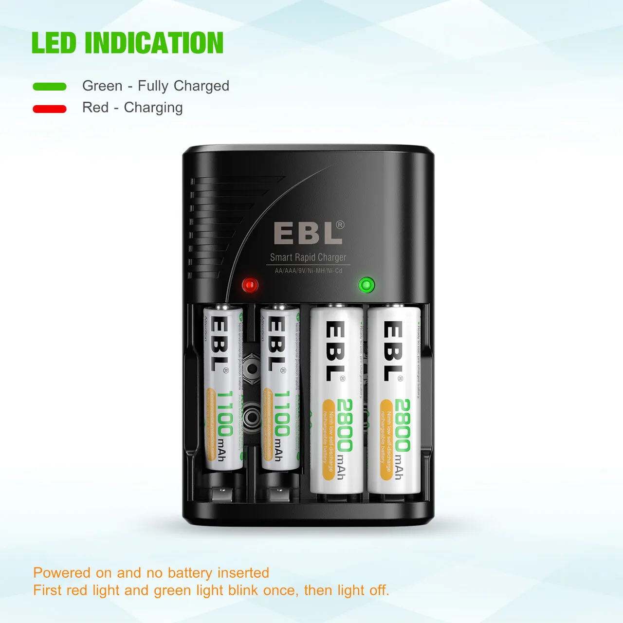  EBL Cheap High Quality Plug In Type Portable Fast Charger AA/AAA/9V Rechargeable