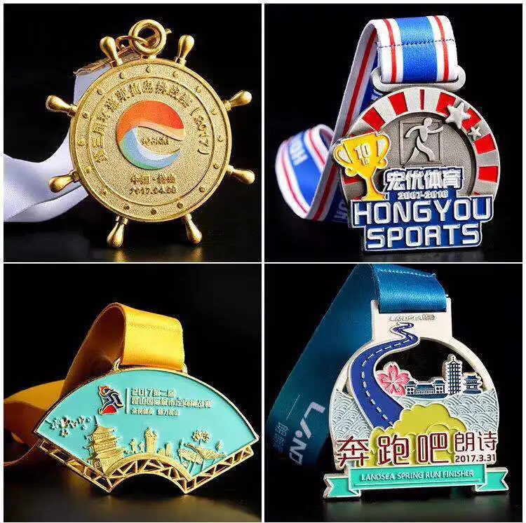 Wholesale Track Field Commemorative Medals Marathon Gold Silver Bronze Event Medals Metal Commemorative Medals