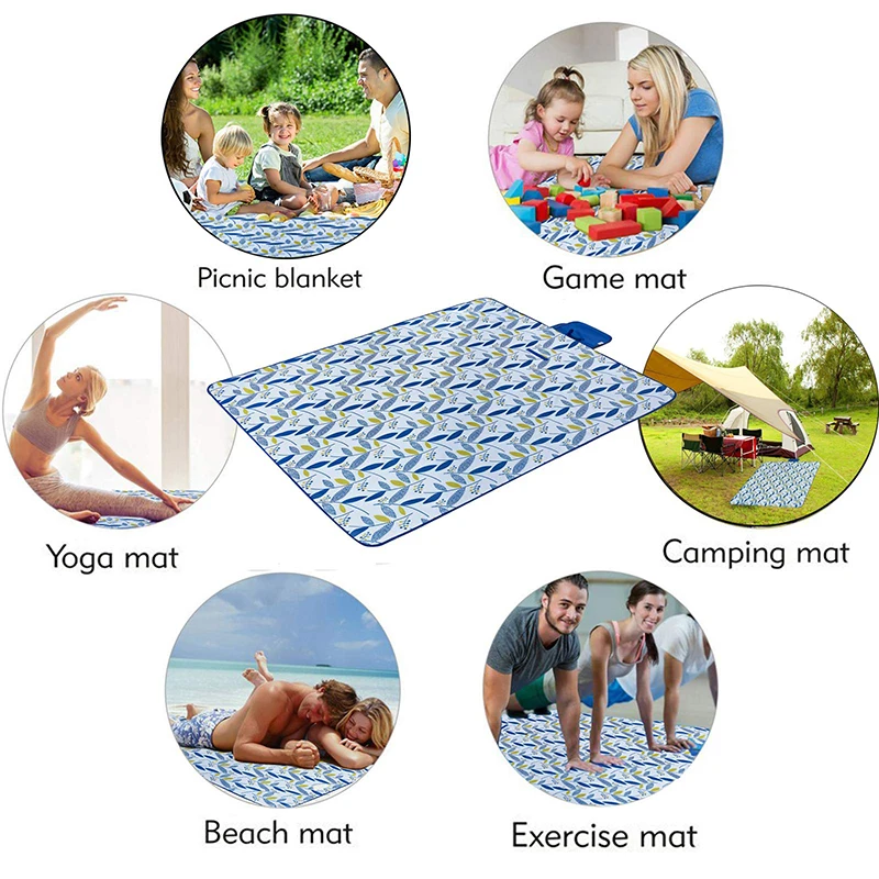 Washable Picnic Blanket Custom Mat Foldable Padded Large Picnic Mat Waterproof with Handle
