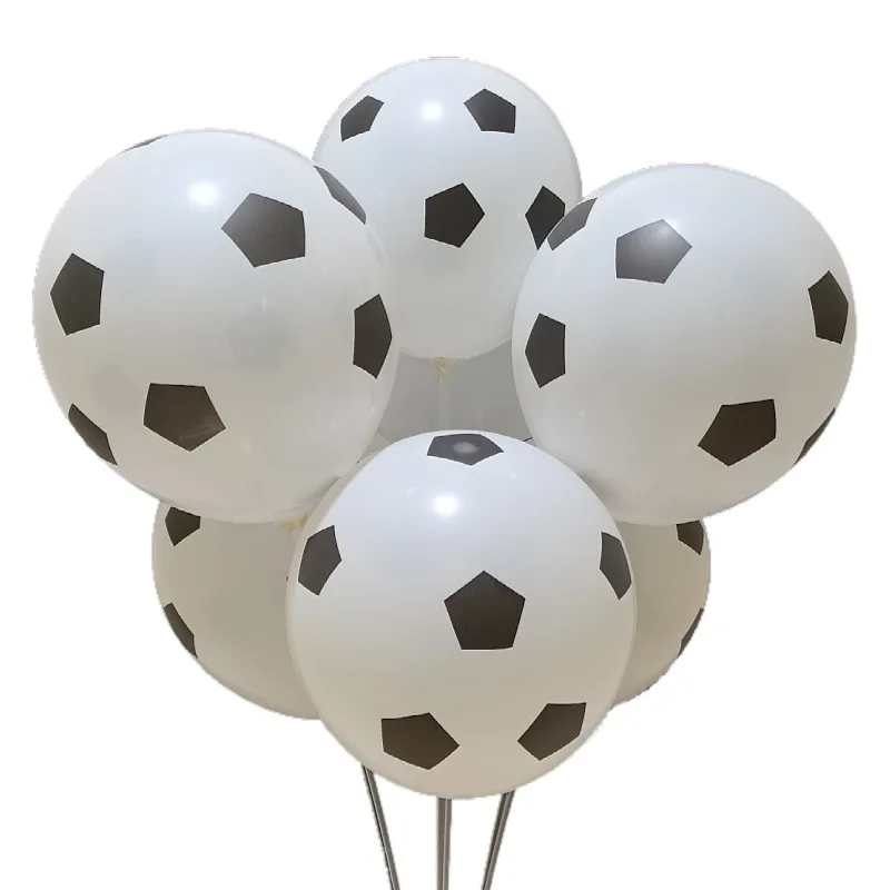 Football latex balloon 12 inch thick white football pattern printing balloon for boy game party