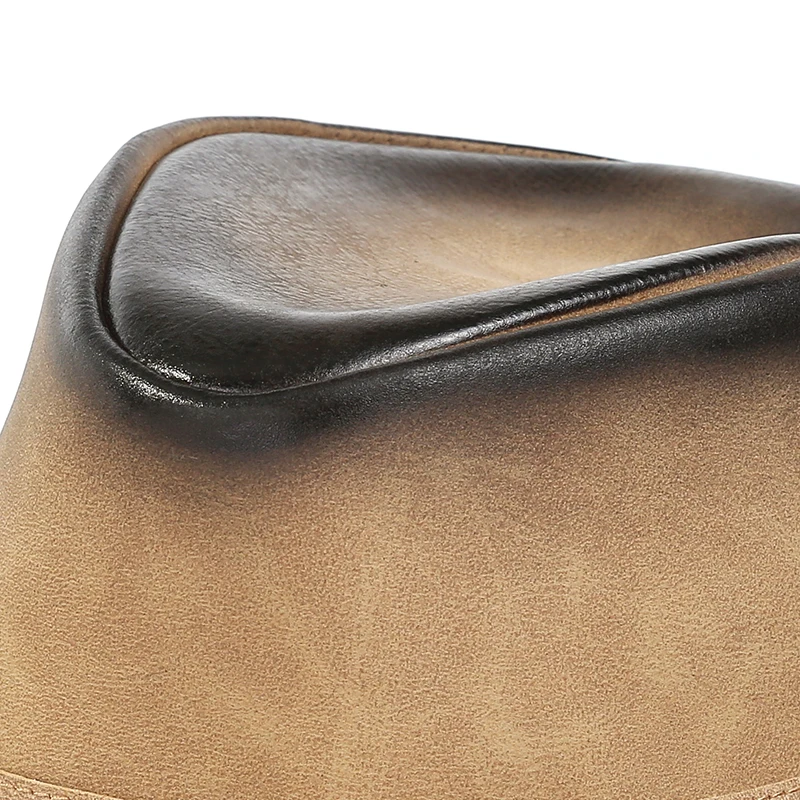 Кожаная ковбойская шляпа с широкими полями, шляпа рыцаря в западном стиле для мужчин и женщин, уличная шляпа из коровьей кожи с забавными краями