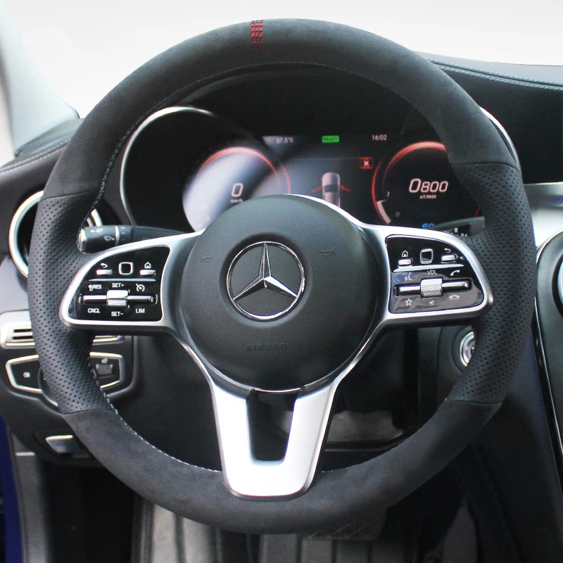 Steering Wheel Cover in Alcantara for Mercedes Benz A-Class W177 B-Class W247 C-Class W205 CLS-Class Auto accessories interio