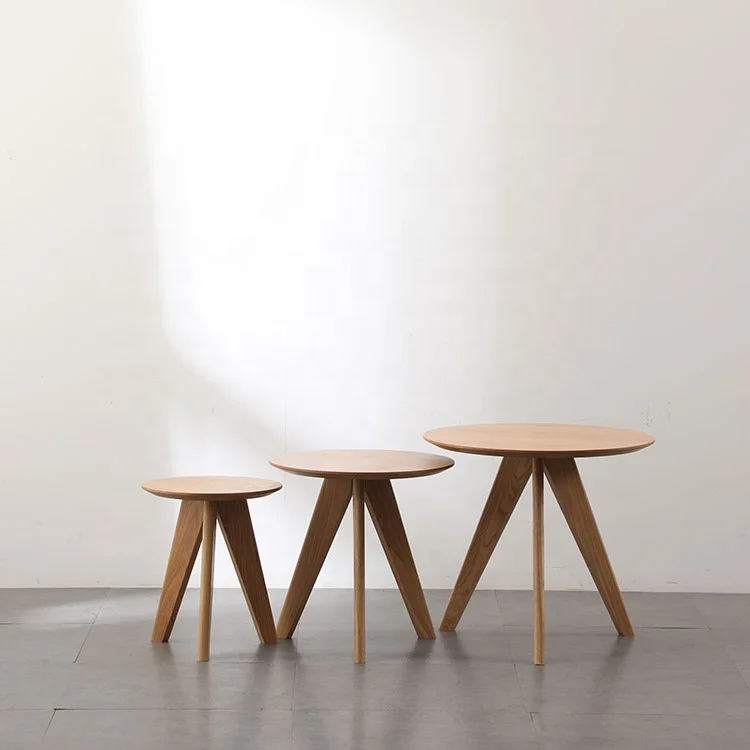 Mesa De Centro Para Sala Living Room Furniture Modern White Three Legs Wood Round MDF Top Side Coffee Table