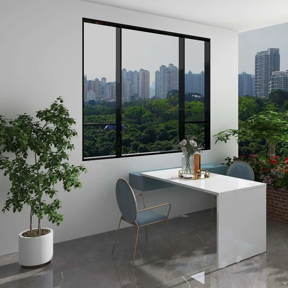 2021 Modern design Space Saving Furniture Pull Out Two pull rotating Adjustable wall Table