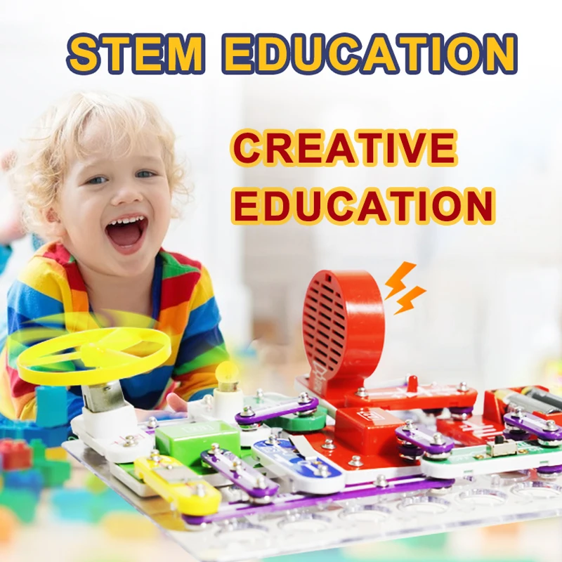 QS Children STEAM Science Experiment Physical Electronic Plastic DIY Circuit Building Blocks Brick Educational Kit Toys for Kids