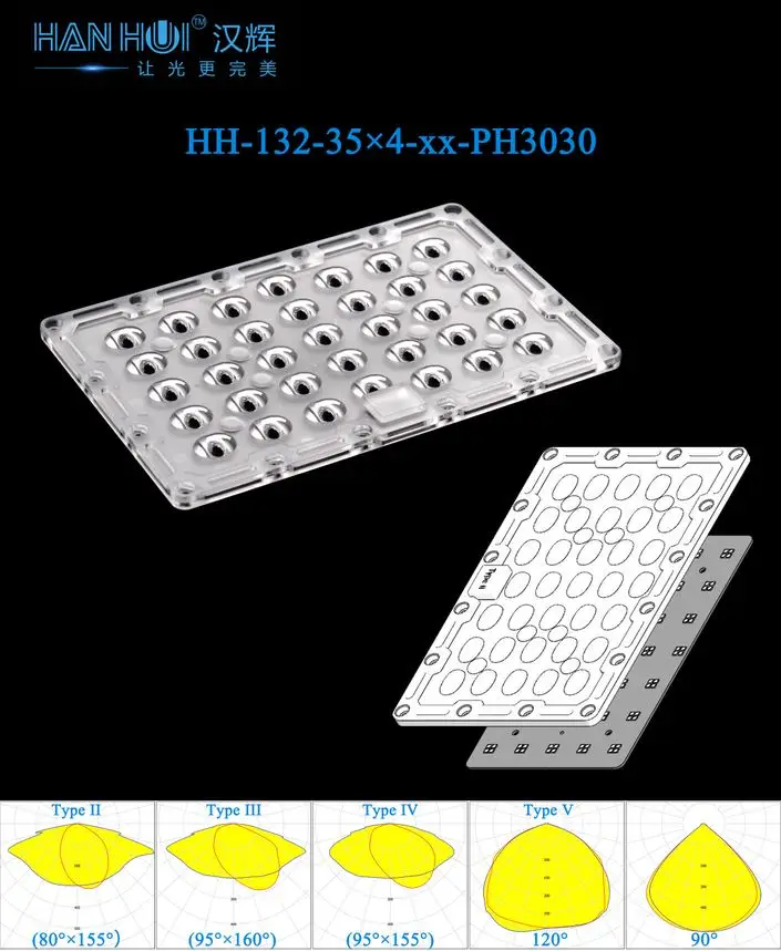 90  Degree Optical Plastic Led  Flood  Light /Street Light Module Lens for 3030