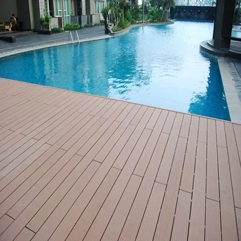 Waterproof Teak Decking Board Hollow Outdoor Swimming Pools Different Sizes Wood Plastic Terrace Flooring