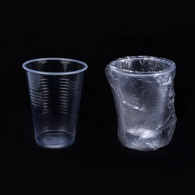 1000PCS Package PP Individually Wrapped Plastic Drinking Cups 9oz Wrapped Plastic Cups