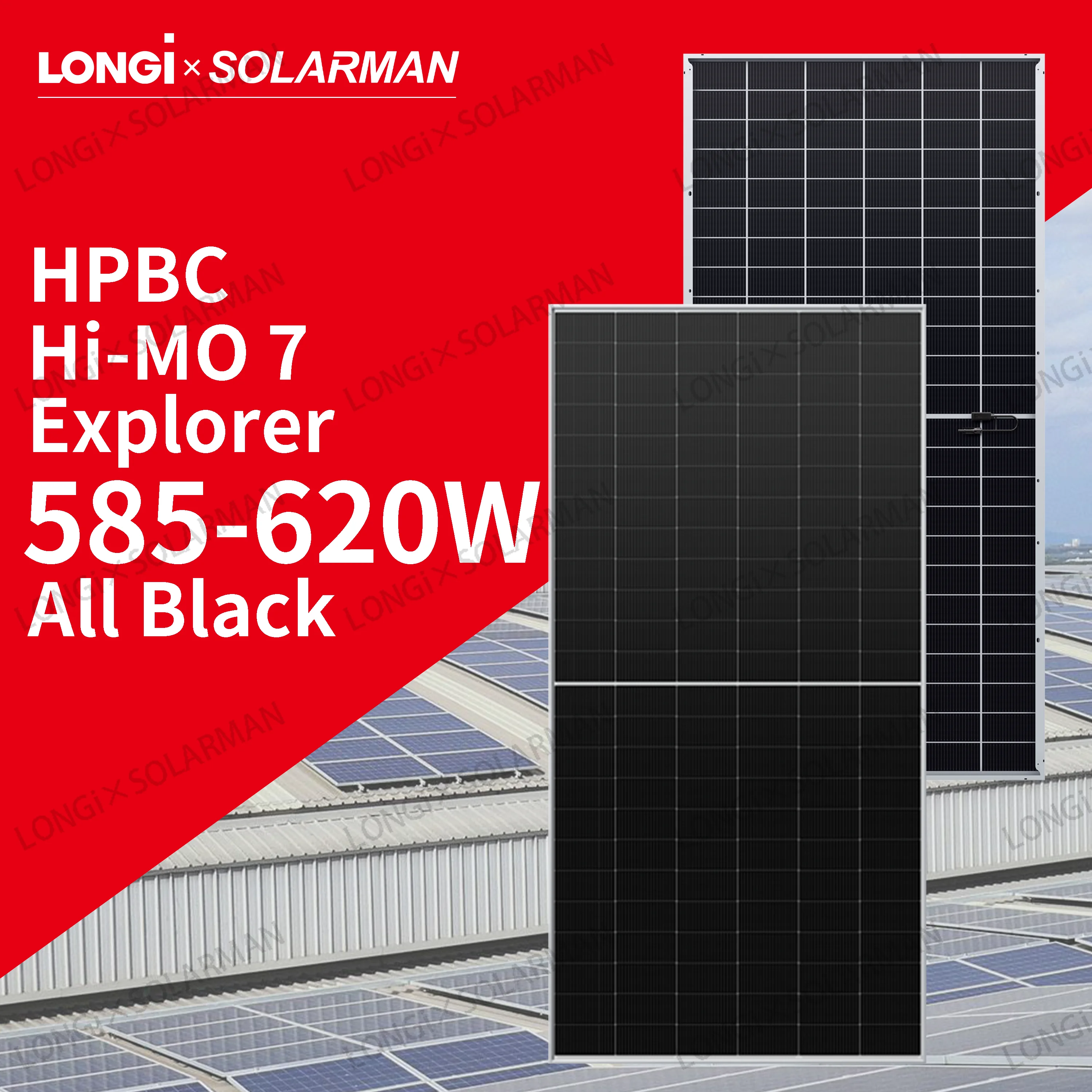 LONGi Hi-MO 7 Explorer LR7-72HGD 585-620M High-Efficiency Solar Panel with Half Cell Technology 585W 590W 575W 595W 600W+