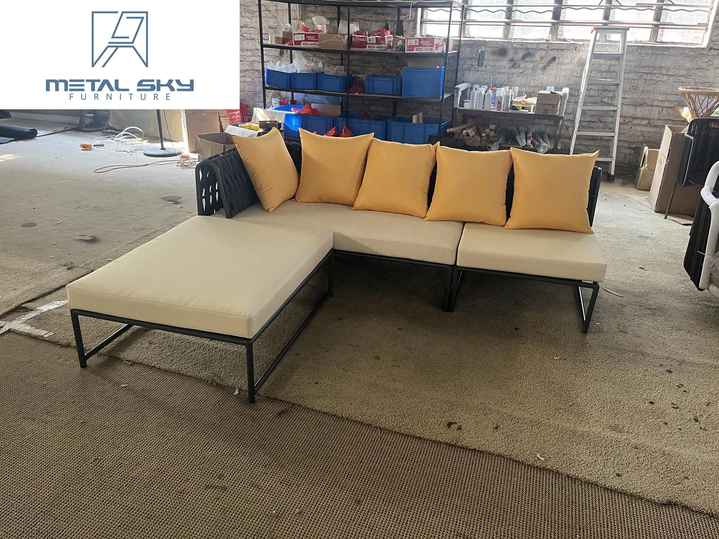 Outdoor Iron Rattan Fabric Glass Aluminum Combination Sofa Garden Gazebos Living Room Veranda Balcony Set Furniture