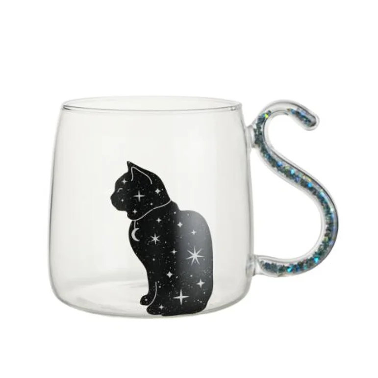 Korea Style Cat Decal Glassware Coffee Cups Creative Animal Footprint Milk Tea Beverage Cups Cute Cartoon Drinking Glass Cup