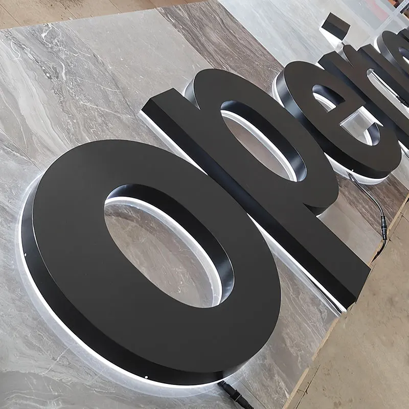 Custom Outdoor Shop Sign Logo Board Illuminated 3D Signage Metal Stainless Store Big Backlit Letter Light Led Sign For Business