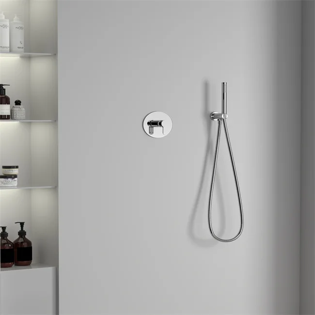 Hand Roof Water Electroplate Bathroom Stainless Steel Concealed Shower Set Shower Faucets Round In-Wall Mounted Shower Sprayer