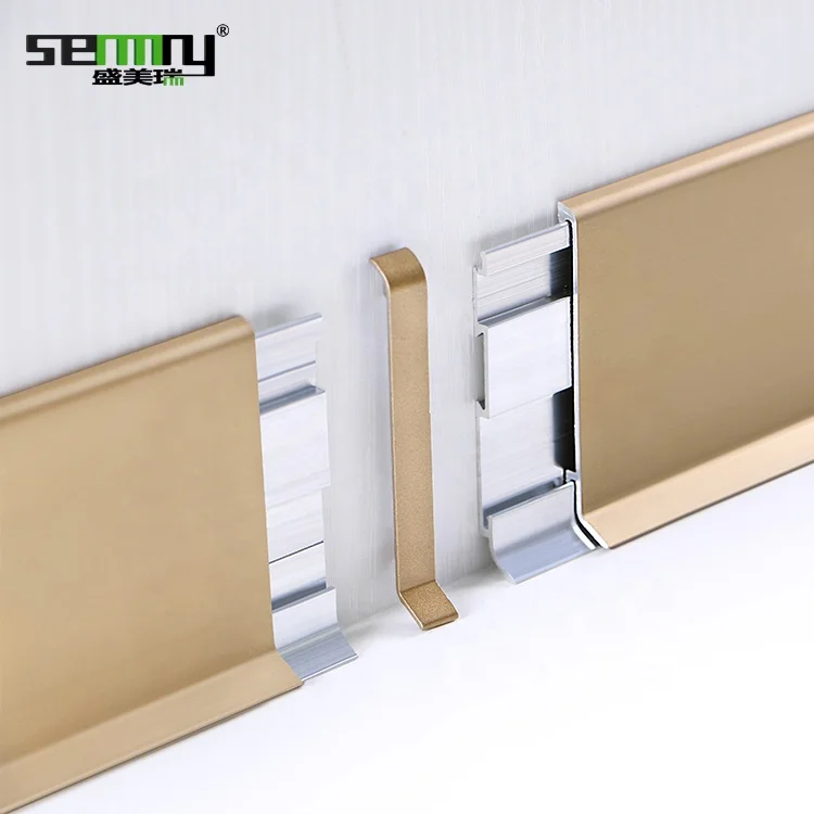 Metal baseboard zinc alloy accessories aluminum wall floor skirting board with aluminum install base