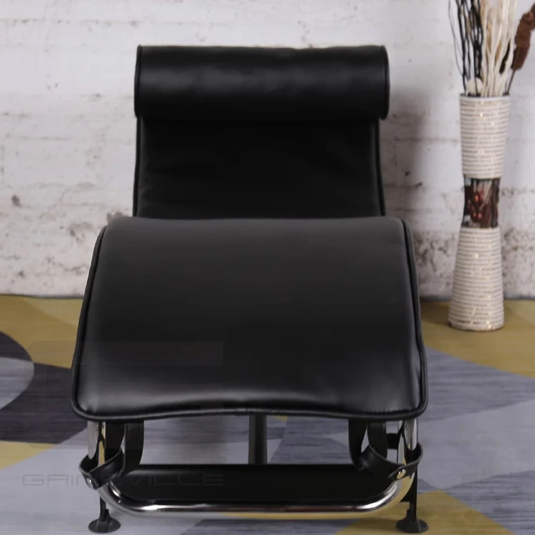 Modern Living Room Furniture Bedroom Office Home Hotel Stainless Steel Recliner Chaise Genuine Leather Lounge Chair