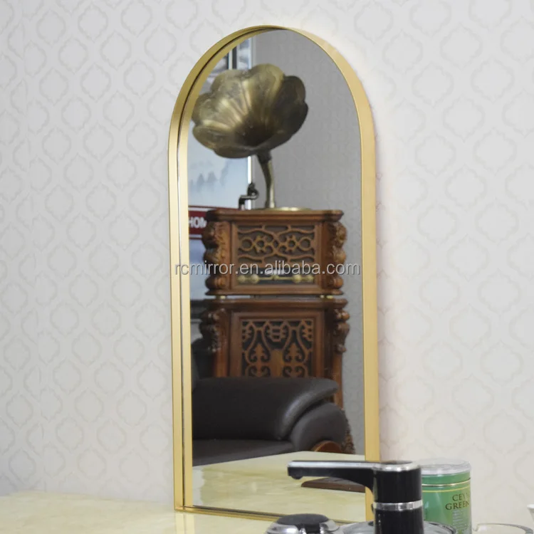 Light Luxury Arched Full-Length Mirror Black Silver Golden Bedroom Fitting Mirrors