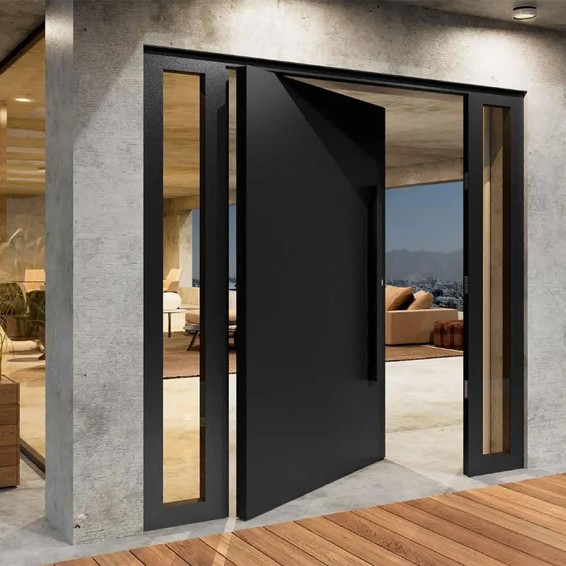High quality wood design door second level glass German hardware home luxury pivot door