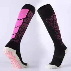Professional custom logo sport sock men grip knee high compression football socks
