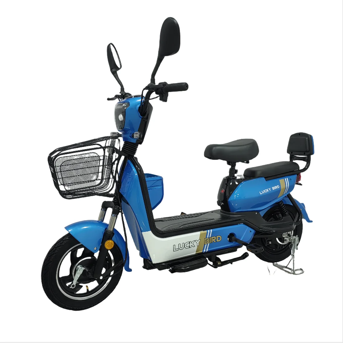 Factory hot sale with rear trunk can put things in the electric bike blue bike can be two adult electric bike