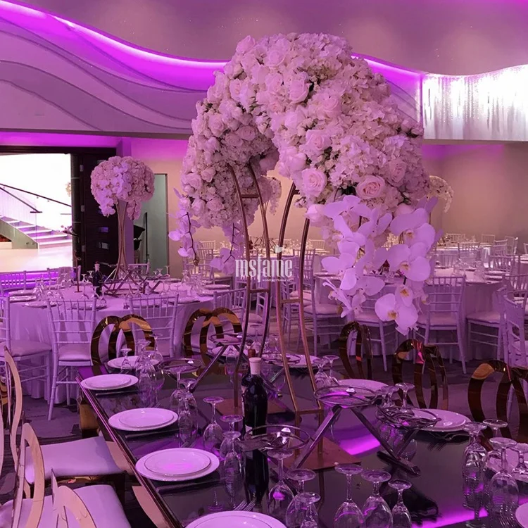 MSFAME Arch Stand Artificial Flowers Table Runner Wedding Flower Centerpiece