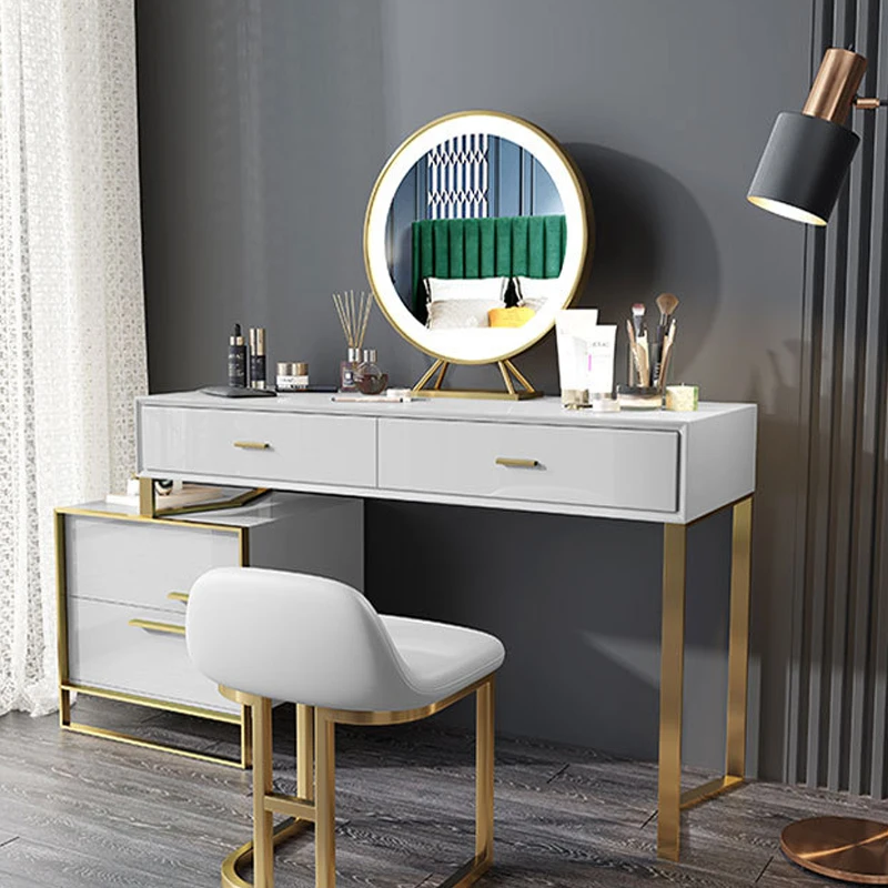 Makeup Vanities Table with 4 Drawers dressing table with mirror and lighting
