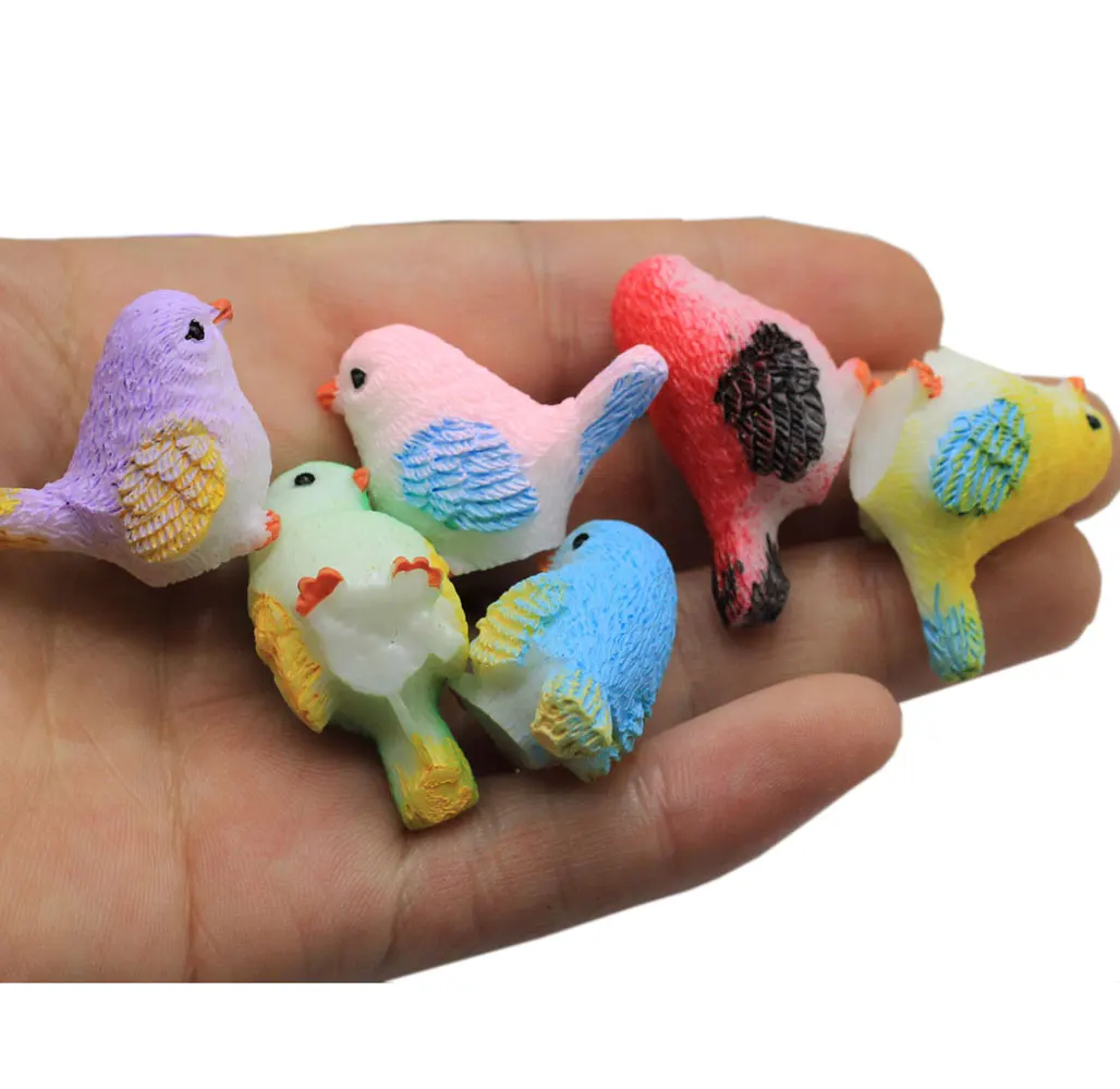 Miniature Resin Crafts Fly Bird Sparrow Bird Egg Nest Small Statue Figurine Ornament For Doll house Decor