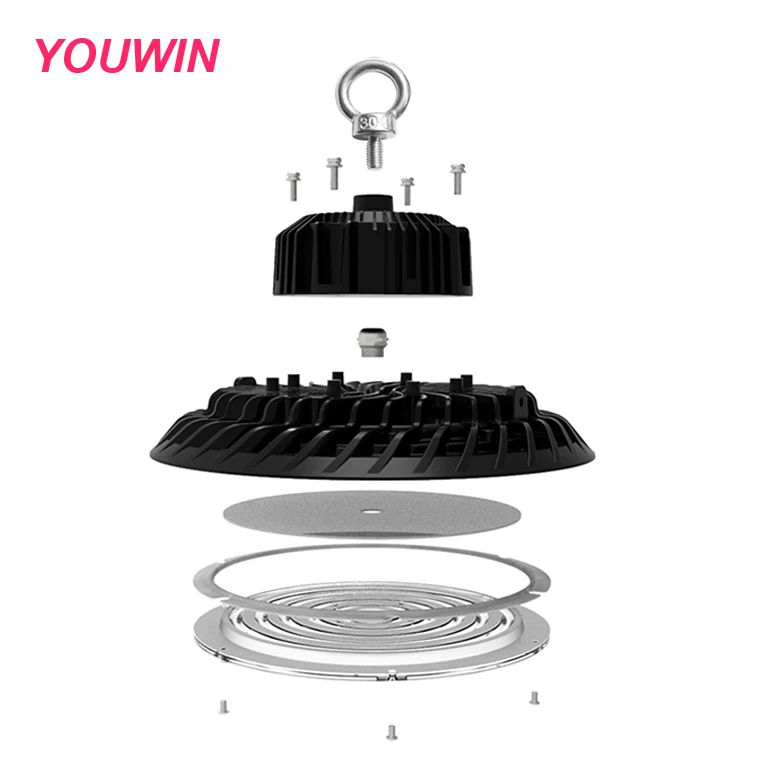 YOUWIN Ac100-277v 6000k Warehouse Garage Industrial Lighting Ufo Led High Bay Light High Power 100w 150w 200w Aluminum 80 IP65