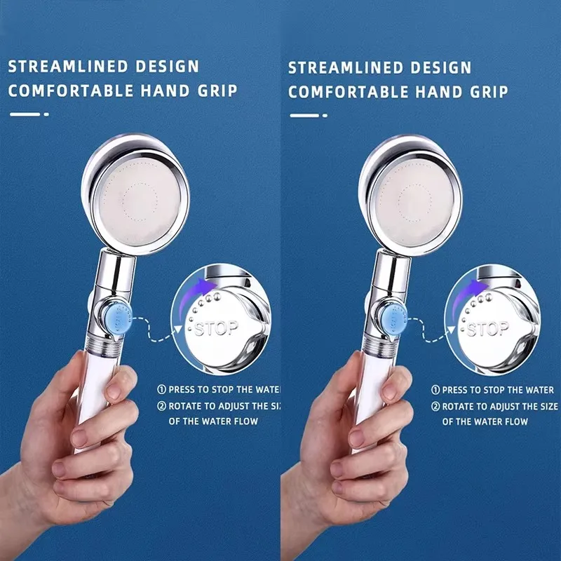 Strong Pressurization Spray Nozzle Water Saving Rainfall 360 Degrees Rotating With Small Fan Washable Hand-held Shower Head