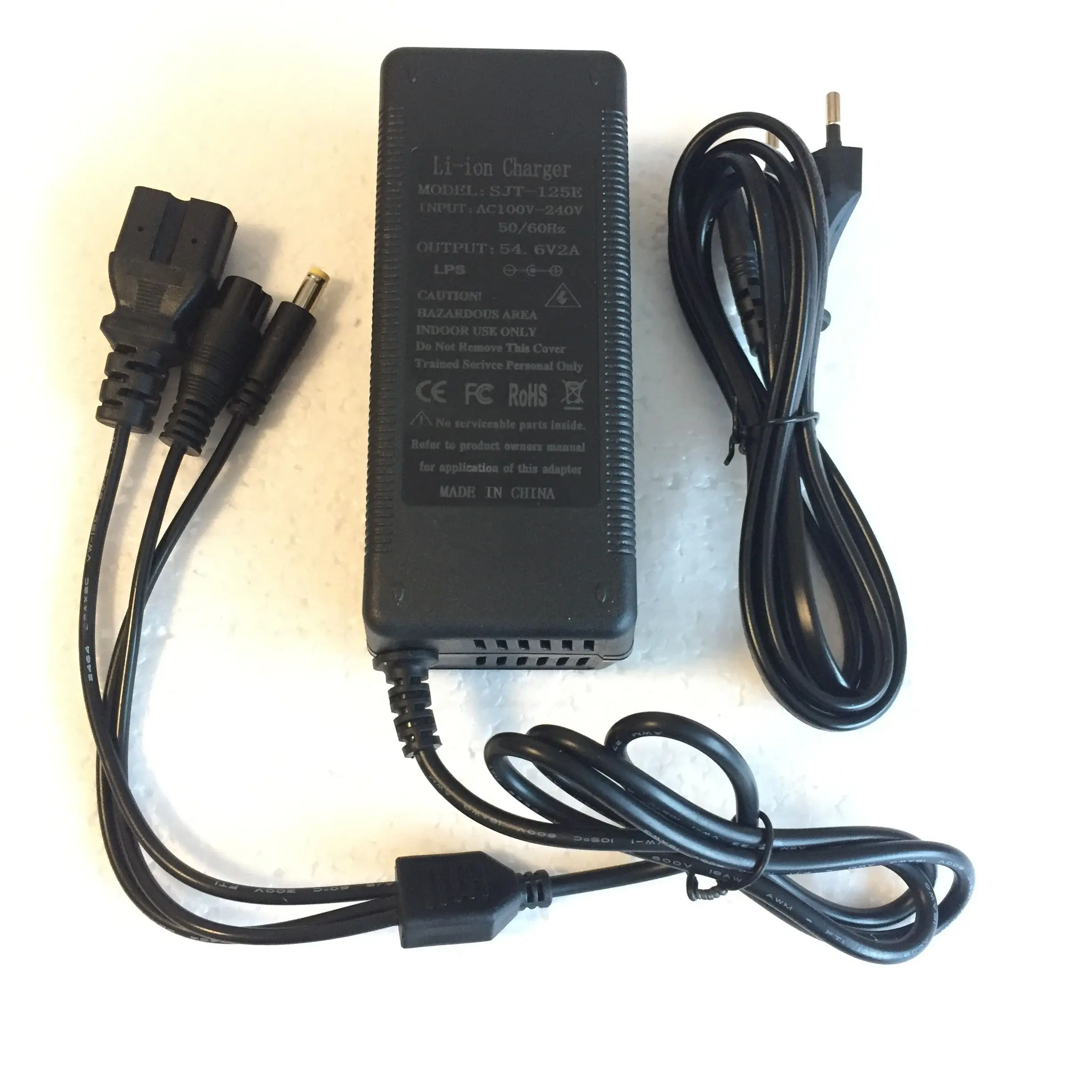 Customized 54.6V 2A lithium ion lifepo4 battery charger for Balance car or scooter with 3 different M16-C13-DC  connectors