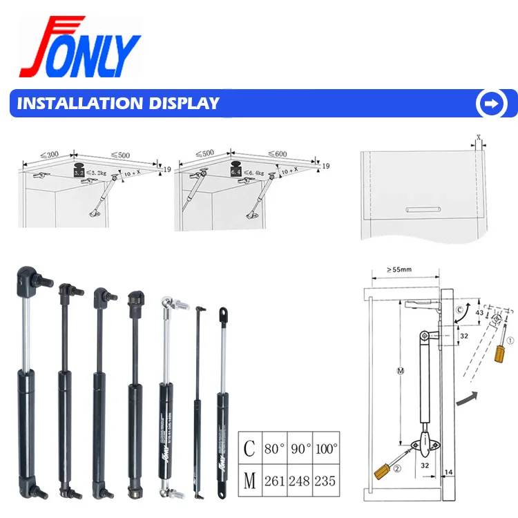 JONLY High Quality Cylinder Stainless Steel Shock Any Stop Lift Gas Spring For Office Chair