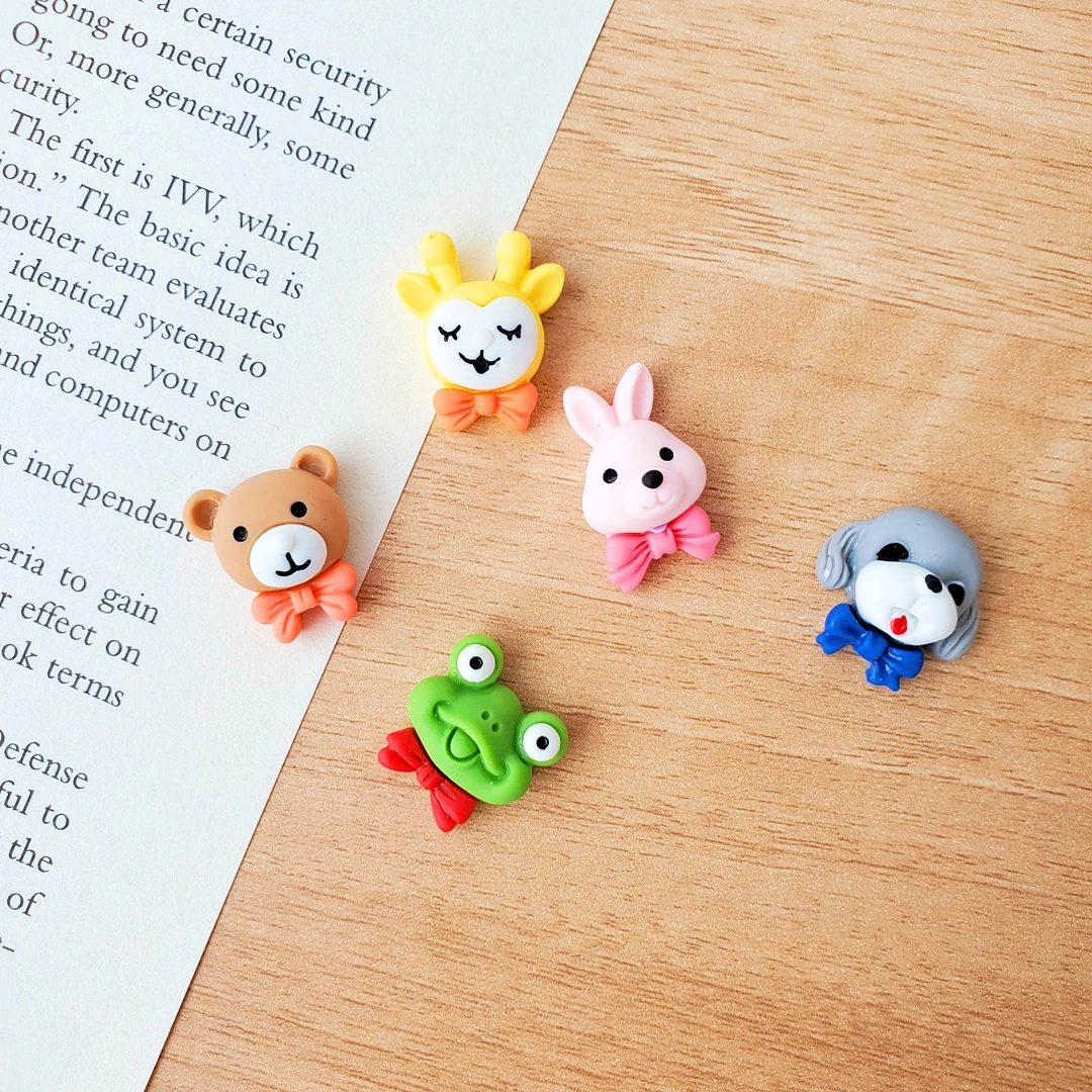 Wholesale diy cartoon resin accessories rabbit bear frog children rubbers band hairpin set material for jewelry making