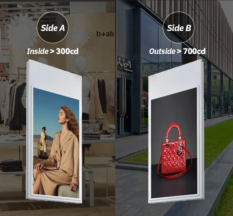 43Inch Advertisement Window Display Double Screen Machine Sided Led Window Display For Store