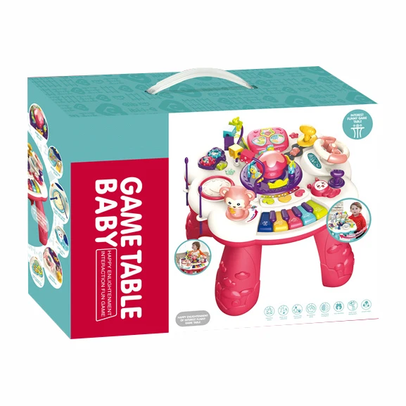 2024 Hot sale early education multi-functional activity learning table toys fun cartoon piano music game table toys for baby