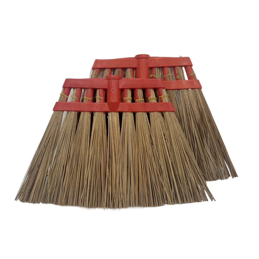 Wholesale Durable Natural Grass Broom Cheap Price Raw Material Hard Bristle Long-Lasting Grass Broom Head