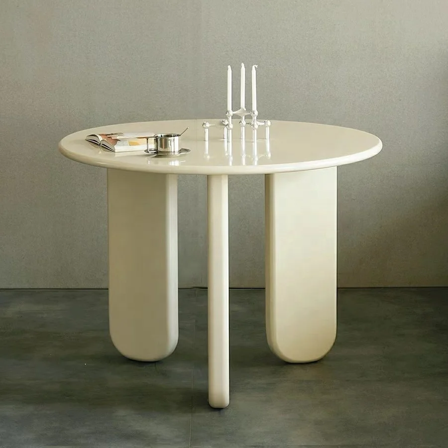 Круглый стол в скандинавском стиле простой маленький для квартиры и стул повседневный