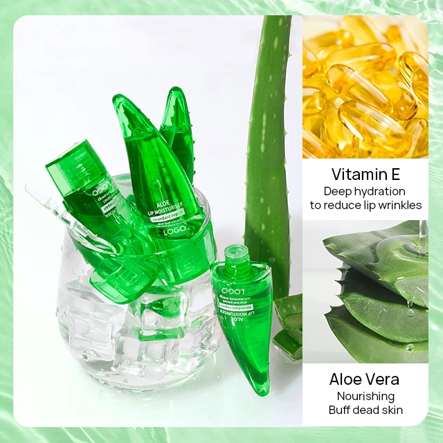 Organic Natural Lightening Lip Lines Repair Moisturizing Glossy Plump Lip Balm Aloe Vera Plumping Essential Lip Oil