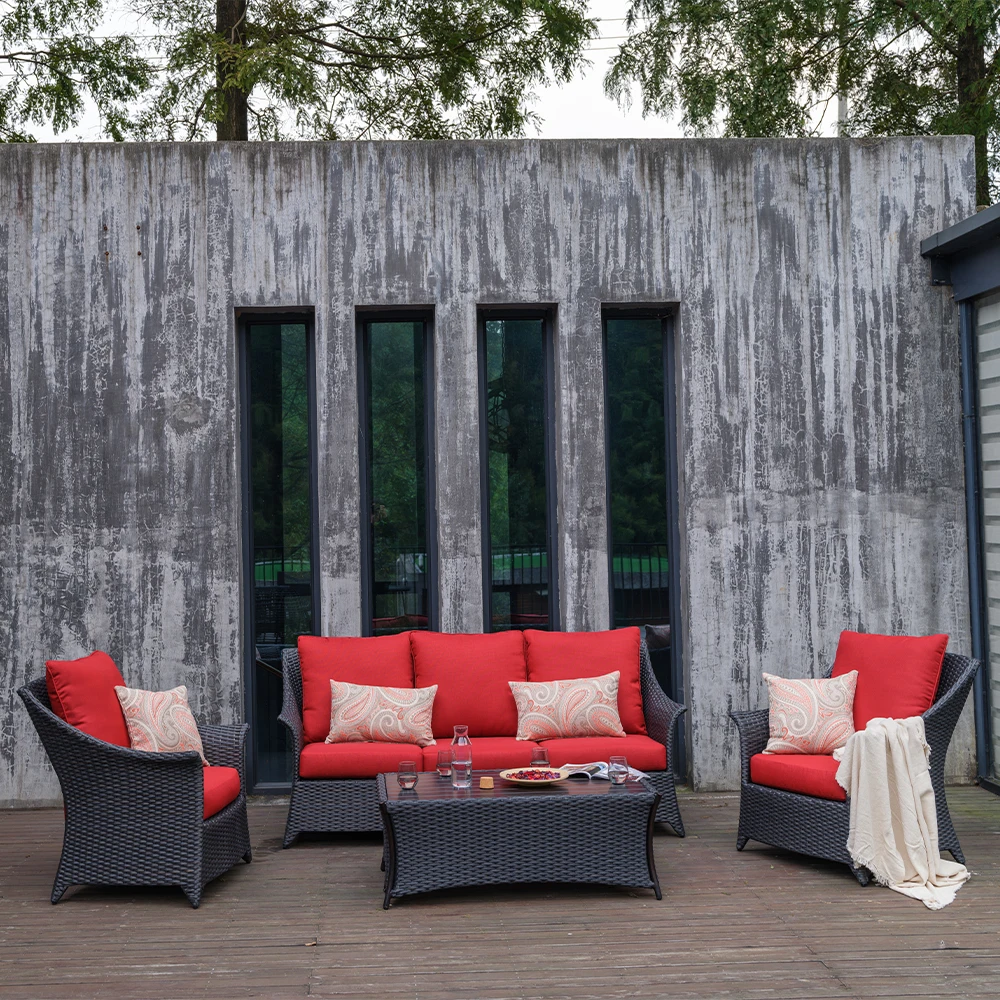 Aluminium Frame Wicker Rattan Outdoor Furniture Aluminum Sofa Set All Weather Garden Sets