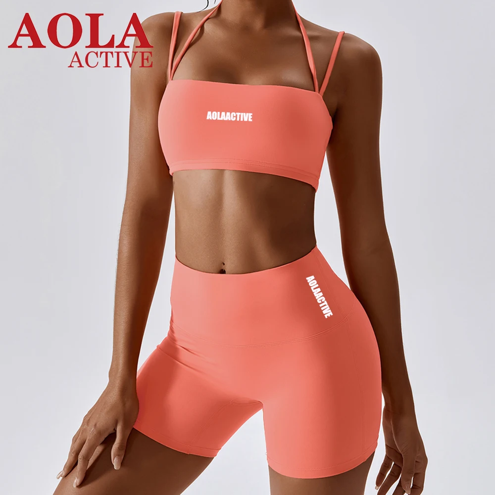 AOLA New Workout Sport Seamless Sets Clothes Fitness Yoga Bra Leggings Seamless Gym Tights And Sports Shorts Set For Women