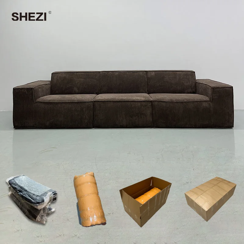 Современный вакуумный прессованный диван SHEZI модульный из губки с тофу для гостиной