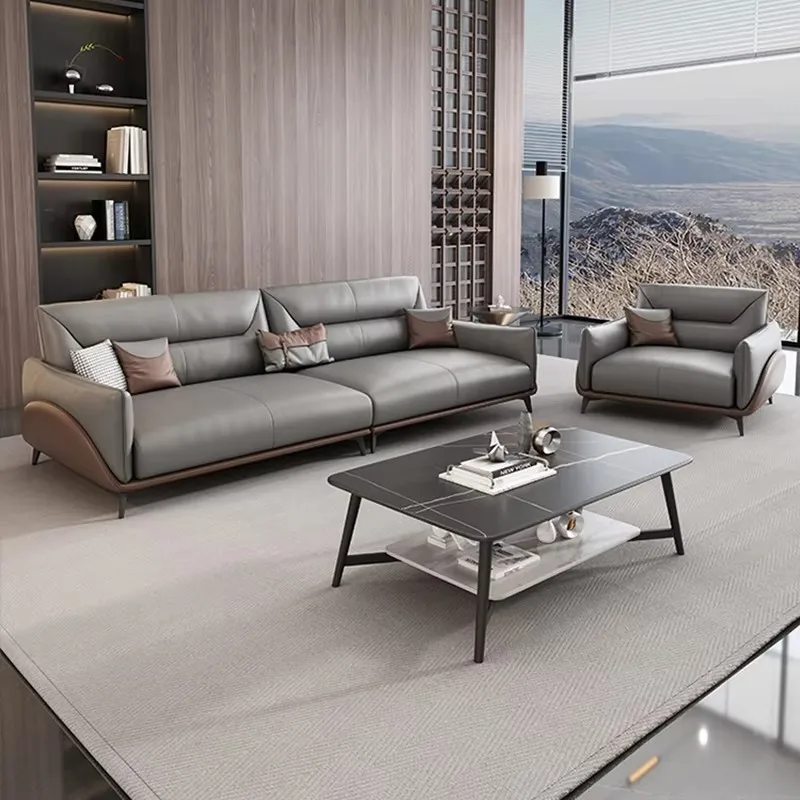 Modern Home Living Room Set Furniture Customized Luxury Style Fabric Sponge Combination Leathaire Sofa