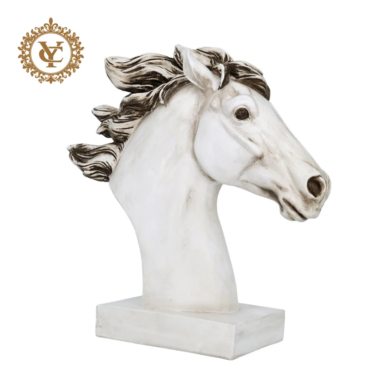 Скульптура с белой головой лошади из смолы, скульптура из смолы, Настольная поверхность из смолы