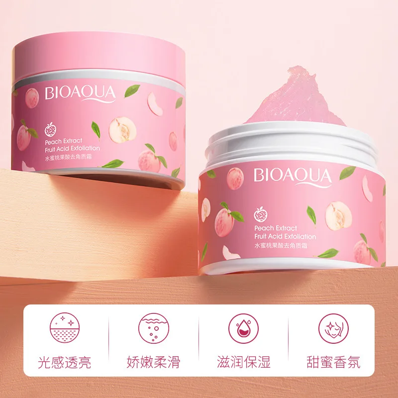 BIOAQUA High Quality Hyaluronic Acid Moisturizing Skin Peach Exfoliator for Body and Face Scrub