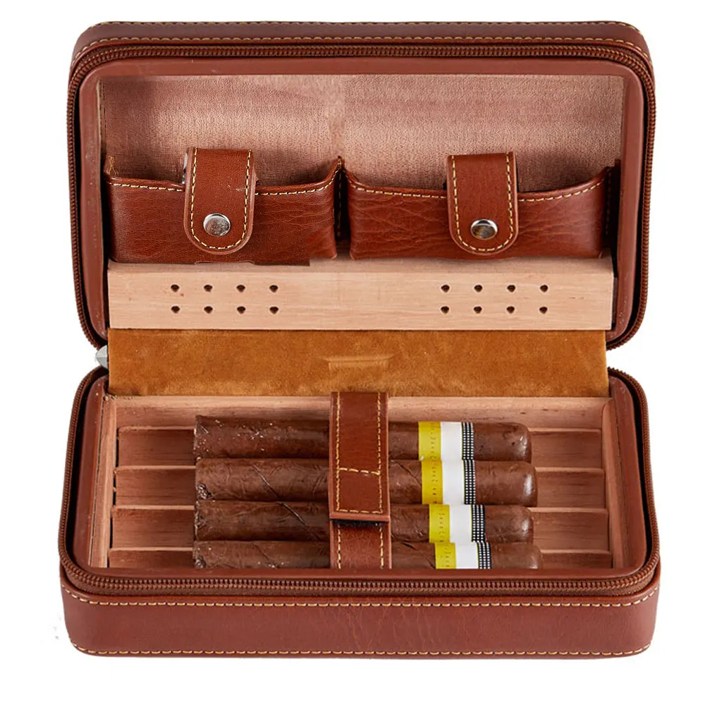 Missyou, коричневый кожаный дорожный деревянный увлажнитель для сигар, кедровый поднос, аксессуары для дома и офиса, подарок для мужчин