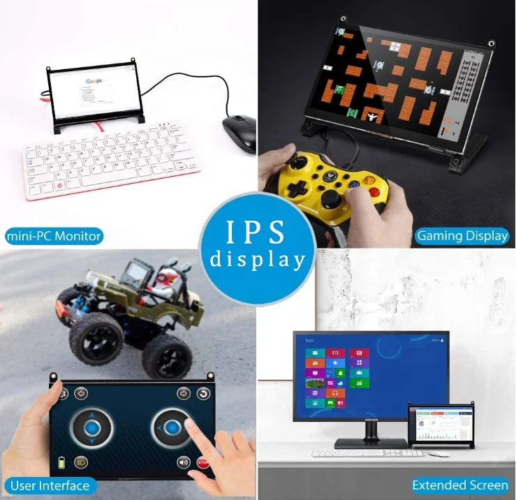
7 inch touch screen monitor for Pi 4/3 /2/ Zero/B Raspbian Ubuntu Xbox /PS4 Mac 