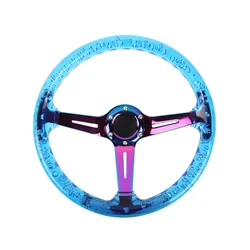 Universal 14 Inch Titanium burnt blue Neo chrome Bracket clear Acrylic Car Racing Drifting Steering Wheel