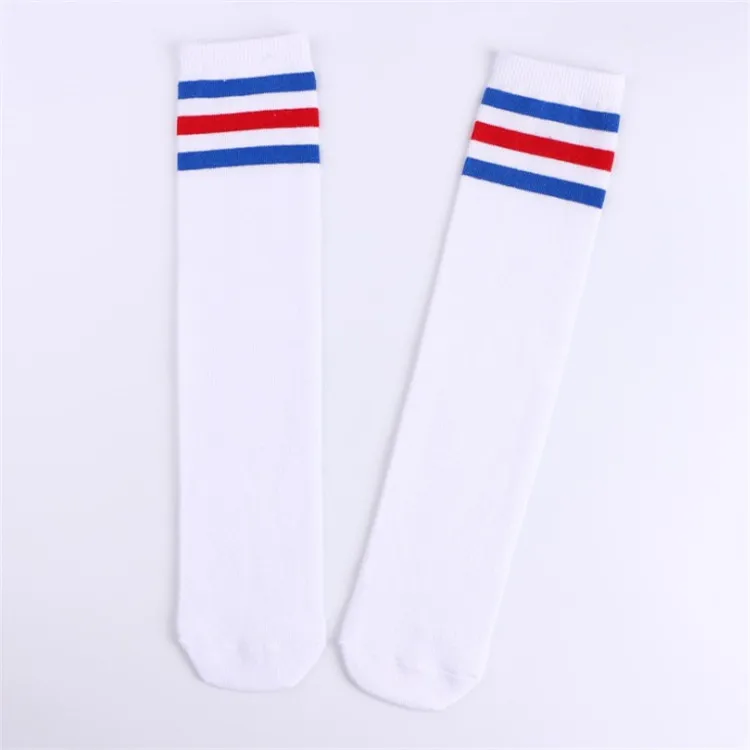 Kids Boy Girl Students Sports Knee High  School Uniform  Striped White School Socks