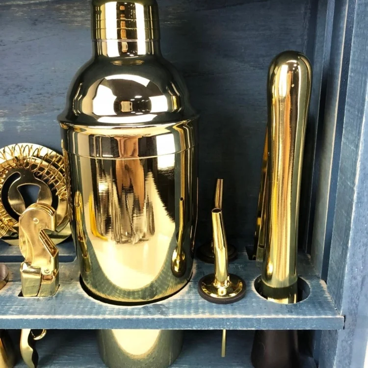 Custom Bartender Kit 11 Pieces Stainless Steel Cocktail Shaker Bar Tools Set With Stand Perfect Barware Kit