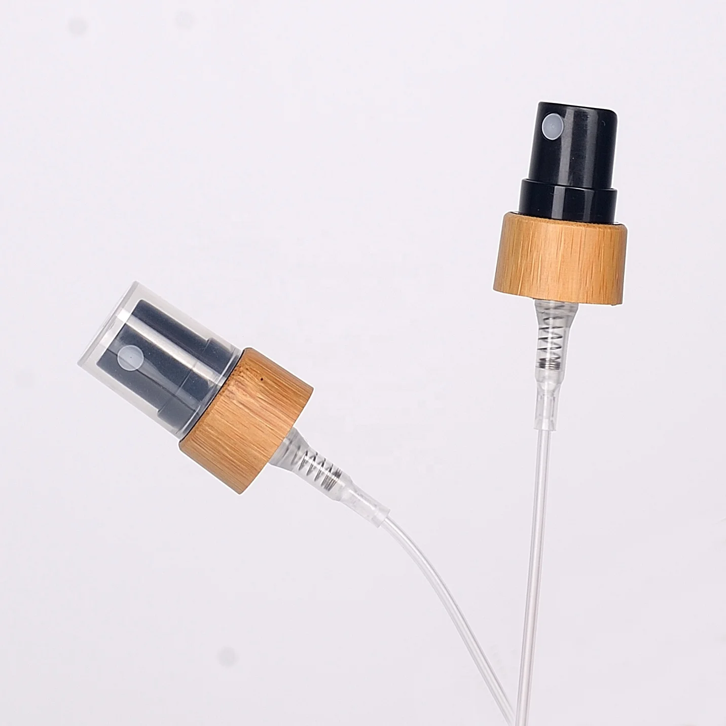 50 ml black glass bottle empty cosmetic serum bottle with bamboo pump 18/410 bamboo wooden spray