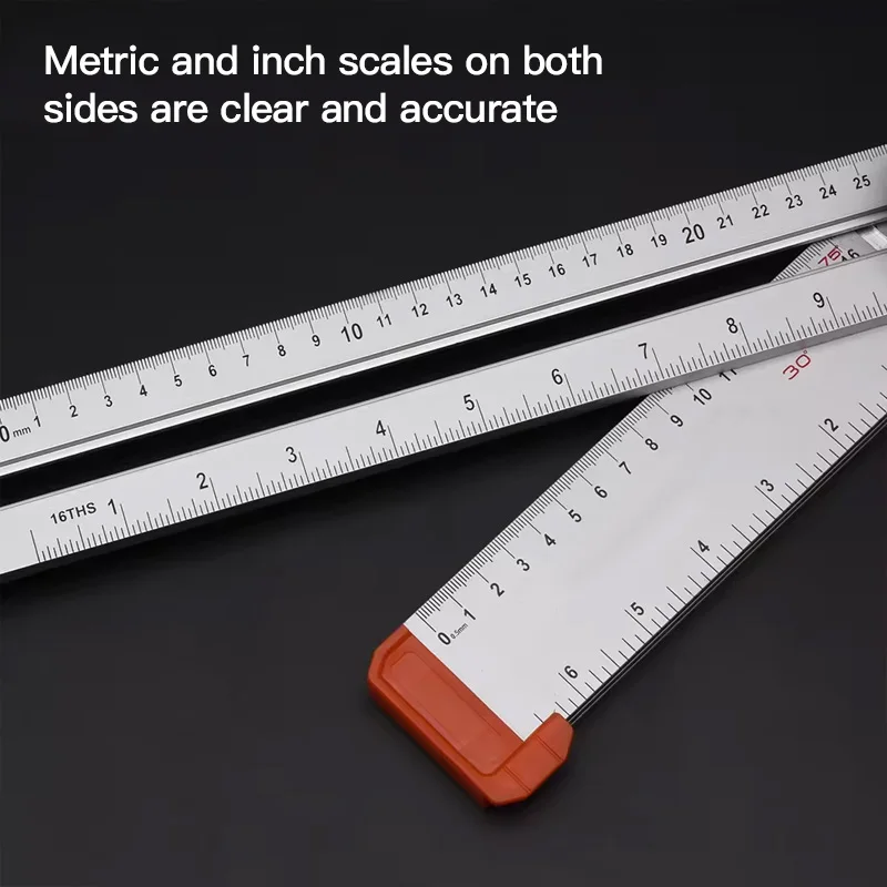 24 inch movable t-square measuring aluminum drywall a-square layout metric british angle t-shaped adjustable ruler tools