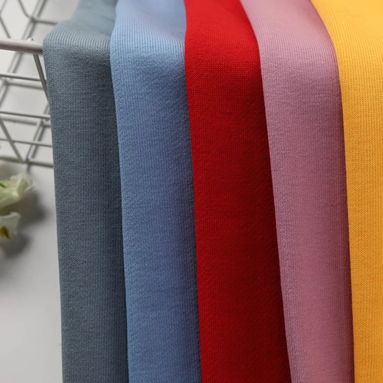Custom Color Plain Dye 100% Combed Cotton Loop French Terry Hoodies Cloth Fabric Supplier Heavy 400Gsm Terry Cotton Fabric